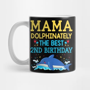 Mama Second Birthday Dolphin 2nd Bday Marine Biologist Mug